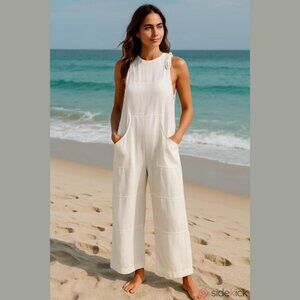 Free Poeple Beach Cotton  Linen Blend One Piece Jumpsuit Size S